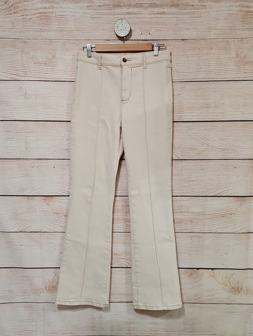 Zara Cream Straight-Leg Chinos Jeans 8
